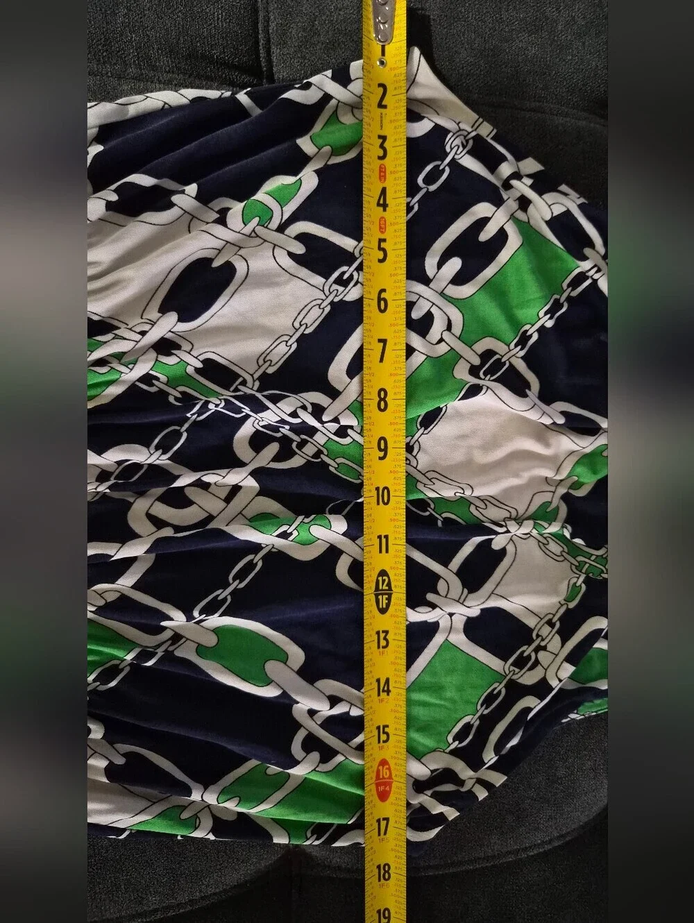 Tory Burch Chain Print 100% Silk Green Midi Dress Size Small